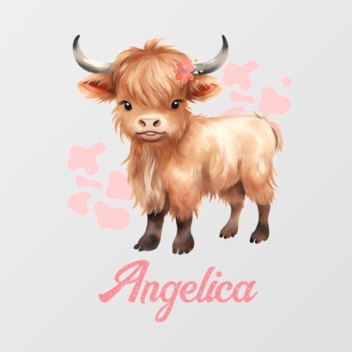 Highland Cow Pink  Wall Decal