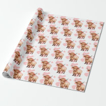 Highland Cow Pink Wrapping Paper