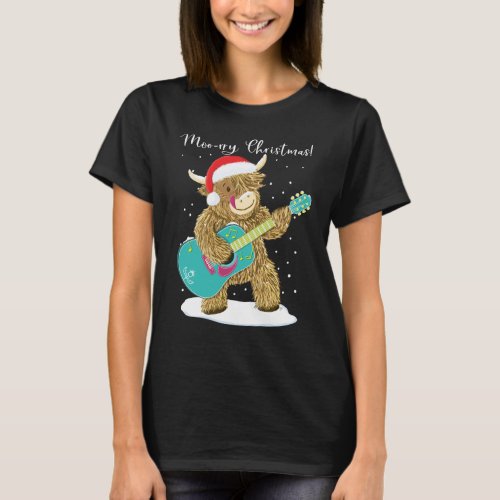 Highland Cow Plays A Merry Christmas Melody T_Shir T_Shirt