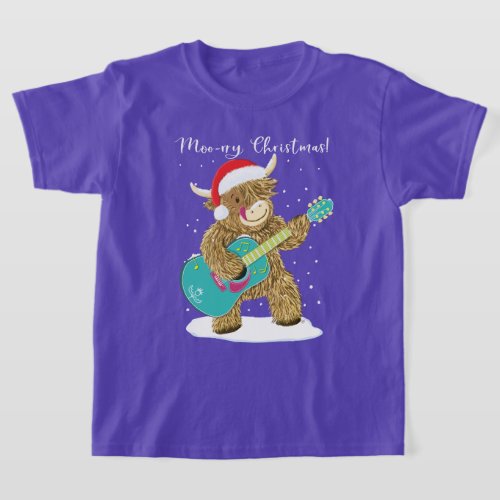 Highland Cow Plays A Merry Christmas Melody T_Shir T_Shirt