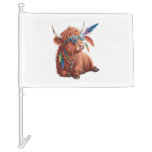 Highland Cow Png, Cool Cow Png, Sunglass Car Flag