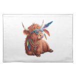 Highland Cow Png, Cool Cow Png, Sunglass Cloth Placemat