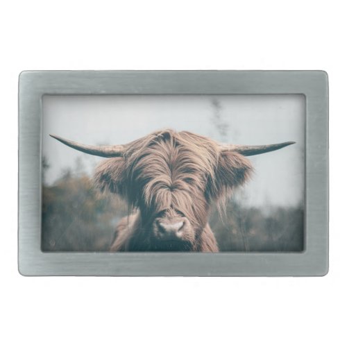 Highland cow portrait belt buckle