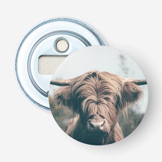 Highland cow portrait bottle opener (Front)