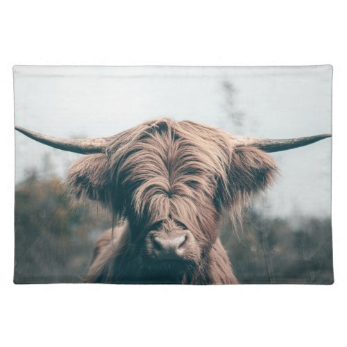 Highland cow portrait cloth placemat