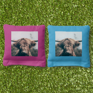 Highland cow portrait cornhole bags