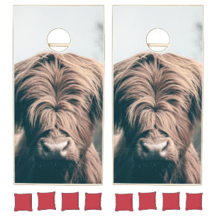 Highland cow portrait cornhole set