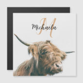 Highland cow portrait custom name initial monogram (Front/Back)