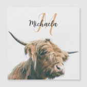 Highland cow portrait custom name initial monogram (Front)