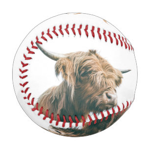 Highland cow portrait custom name initial monogram baseball