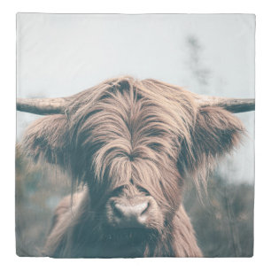 Highland cow portrait duvet cover