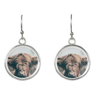 Highland cow portrait earrings