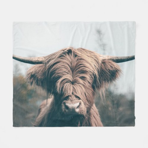 Highland cow portrait fleece blanket