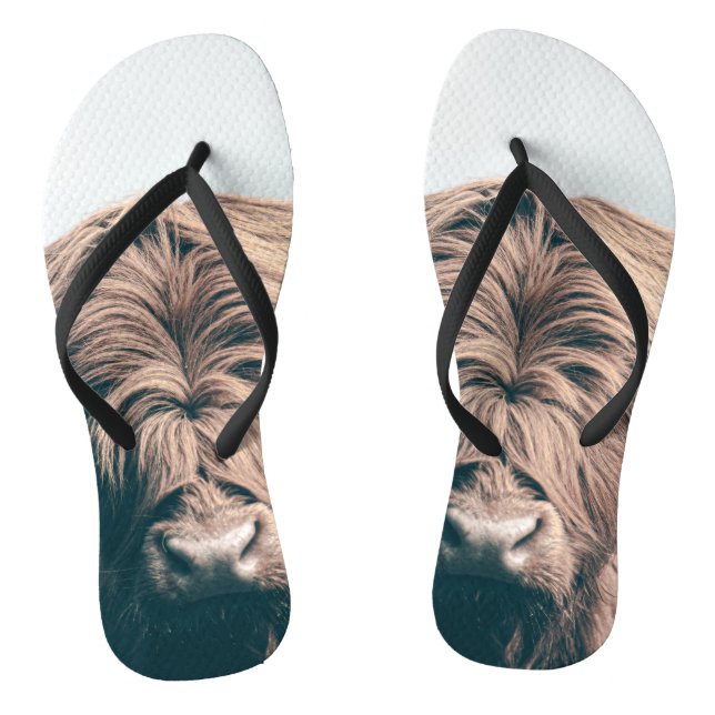 Highland cow portrait flip flops (Footbed)