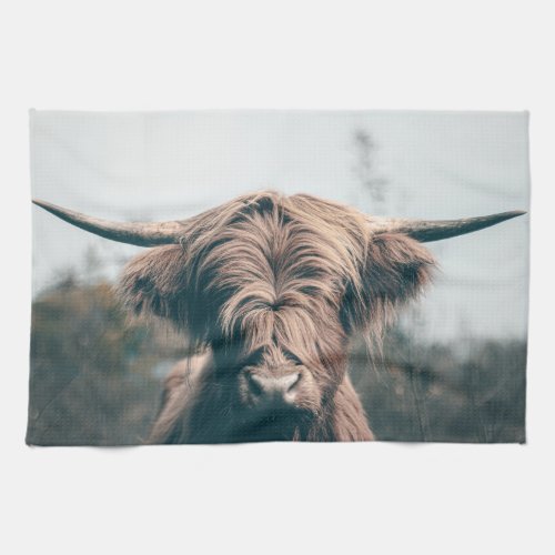 Highland cow portrait kitchen towel