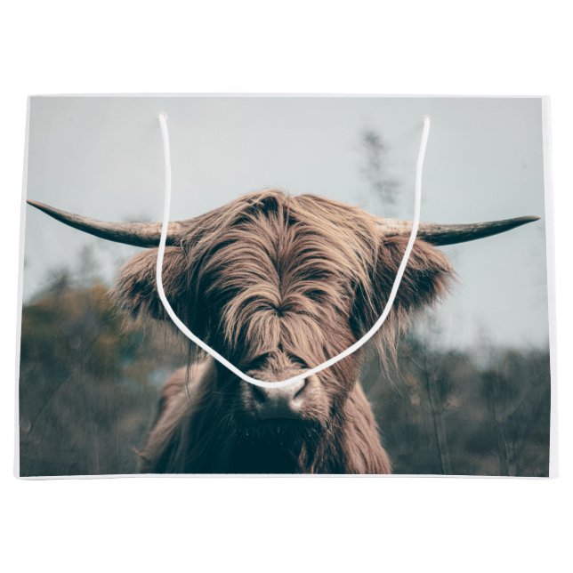 Highland cow portrait large gift bag (Front)