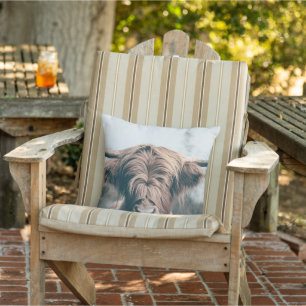 Highland cow portrait outdoor pillow