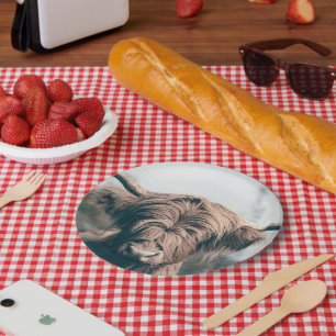 Highland cow portrait paper plates
