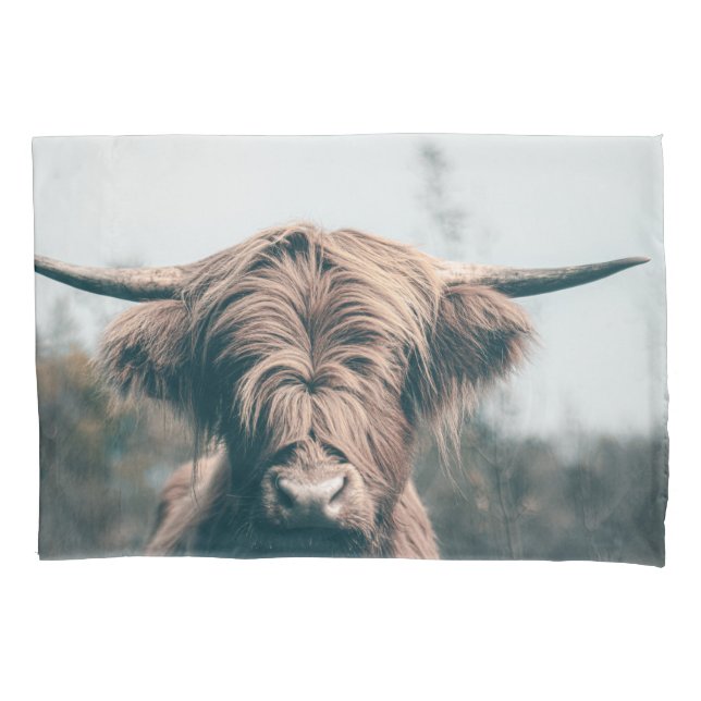 Highland cow portrait pillow case (Front)