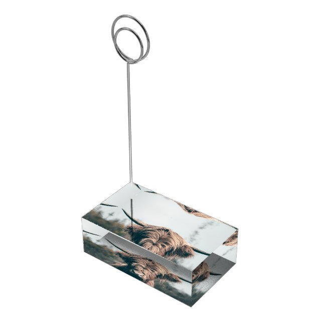 Highland cow portrait place card holder (Corner)