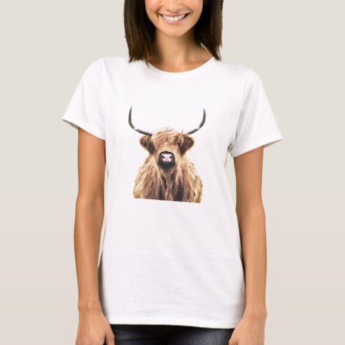 Highland Cow Portrait T_Shirt