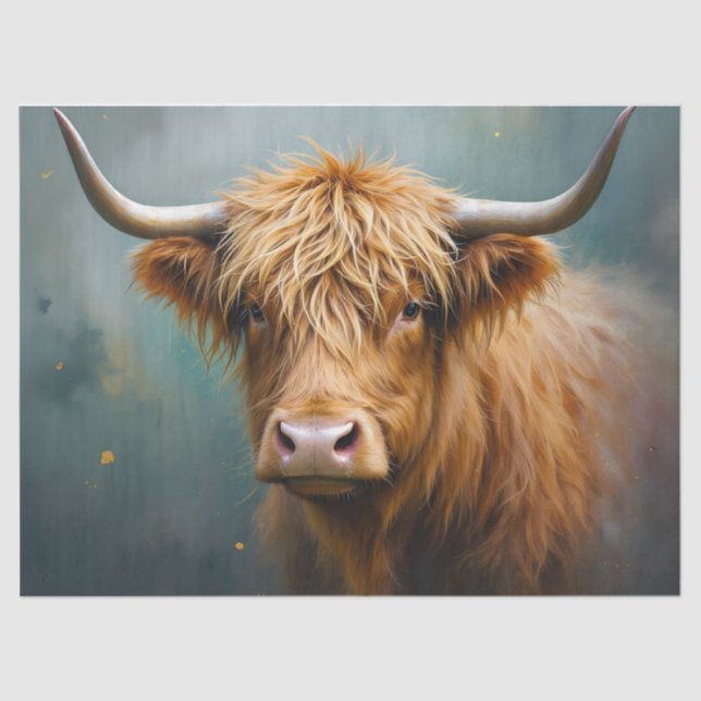 Highland Cow portrait Tissue Paper (Front)