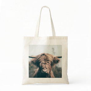 Highland cow portrait tote bag