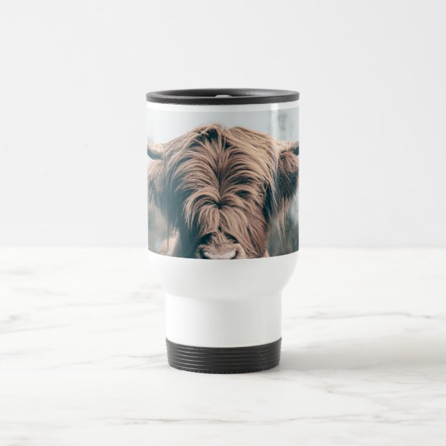 Highland cow portrait travel mug (Center)