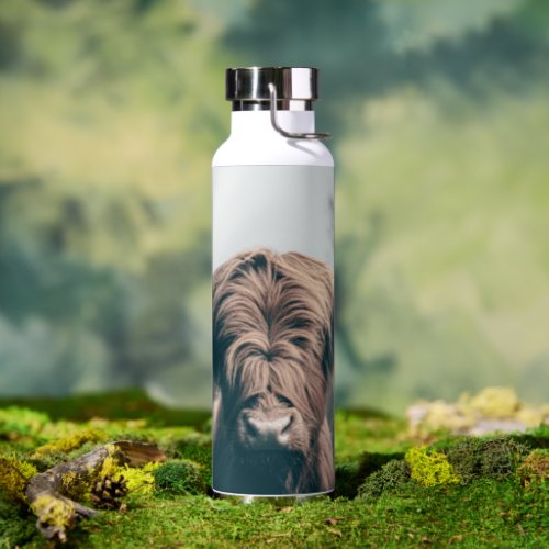 Highland cow portrait water bottle