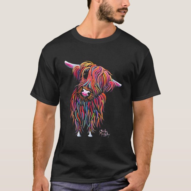 Highland Cow Print Animal Print ' Bolly ' T-Shirt (Front)