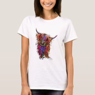 Highland Cow Print Animal Print Sunflower T-Shirt