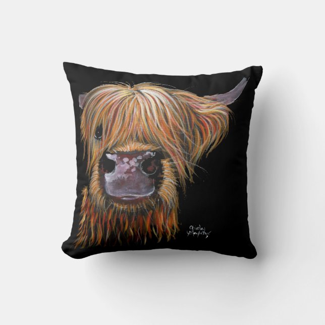 HiGHLaND CoW PRiNT "HeNRY' BY SHiRLeY MacARTHuR Throw Pillow (Front)