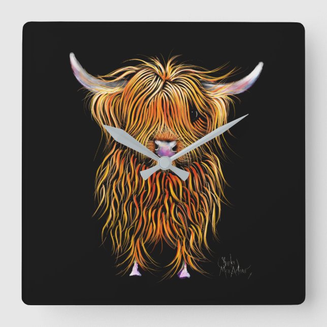 HiGHLaND CoW PRiNT SCoTTiSH ' HuMPHReY ' CLoCK (Front)