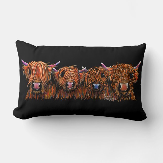 HiGHLaND CoW PRiNT SCoTTiSH ' THe GiNGeR NuTS ' Lumbar Pillow (Front)