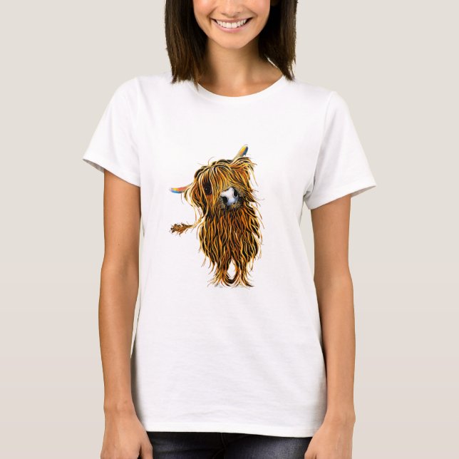 HiGHLaND CoW PRiNT T-SHiRT ' CoooWeee ' (Front)