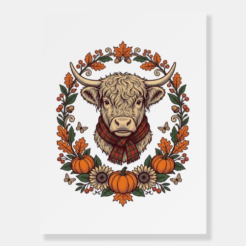 Highland Cow Pumpkin Vintage Engraving Fall Shirt Foam Board