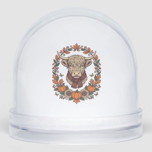 Highland Cow Pumpkin Vintage Engraving Fall Shirt Snow Globe