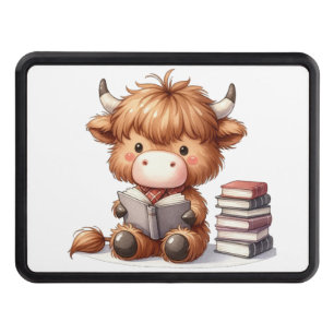 Highland Cow Reading Books Hitch Cover