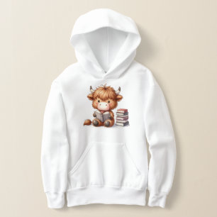 Highland Cow Reading Books Hoodie