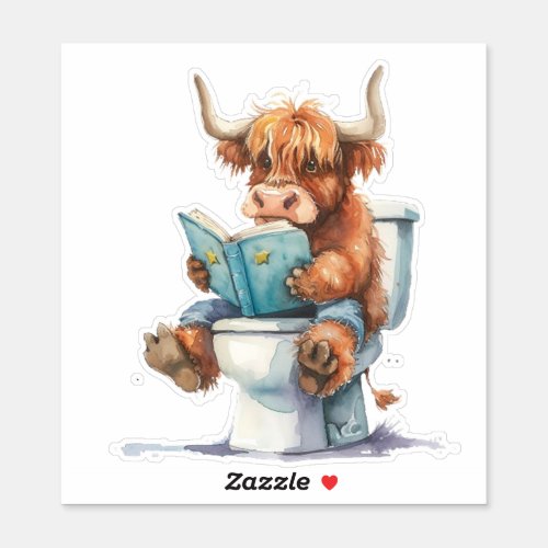 Highland Cow Relaxing Potty Time Sticker