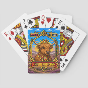 Highland Cow Retro 8-Bit Pixel Art Poker Cards