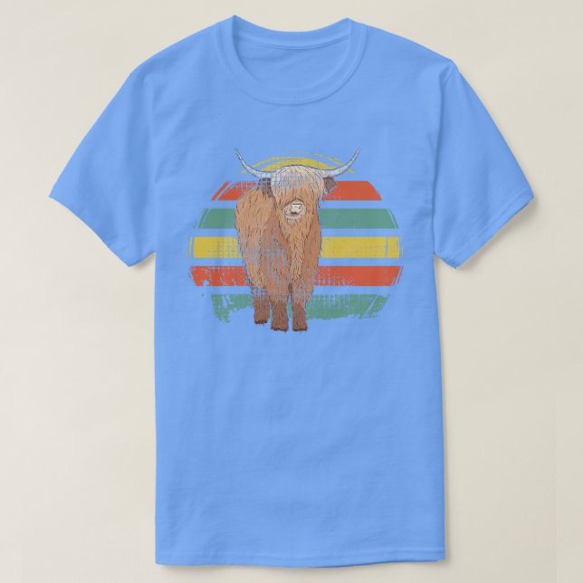 Highland Cow Retro T-Shirt (Design Front)