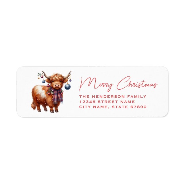 Highland Cow Return Address Labels (Front)
