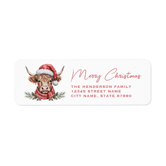 Highland Cow Return Address Labels (Front)