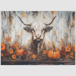 Highland Cow Rustic Autumn Painting Decoupage Tissue Paper