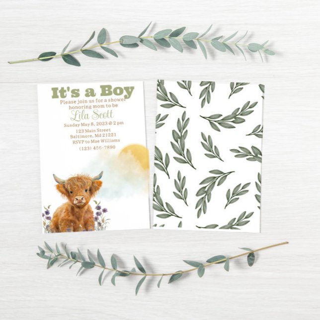 Highland cow rustic baby shower invitation  (Creator Uploaded)