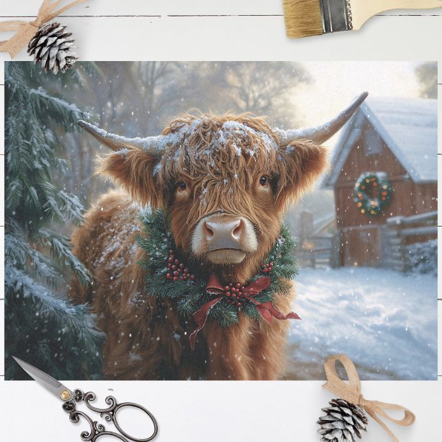 Highland Cow Rustic Barnyard Christmas Decoupage Tissue Paper (Creator Uploaded)