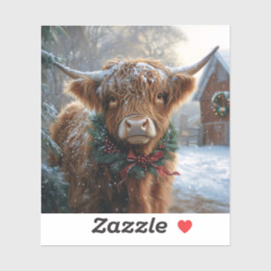 Highland Cow Rustic Barnyard Christmas Sticker