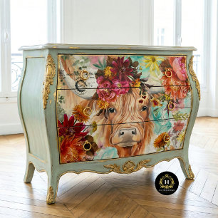 Highland Cow Rustic Boho Farmhouse Decoupage Tissue Paper