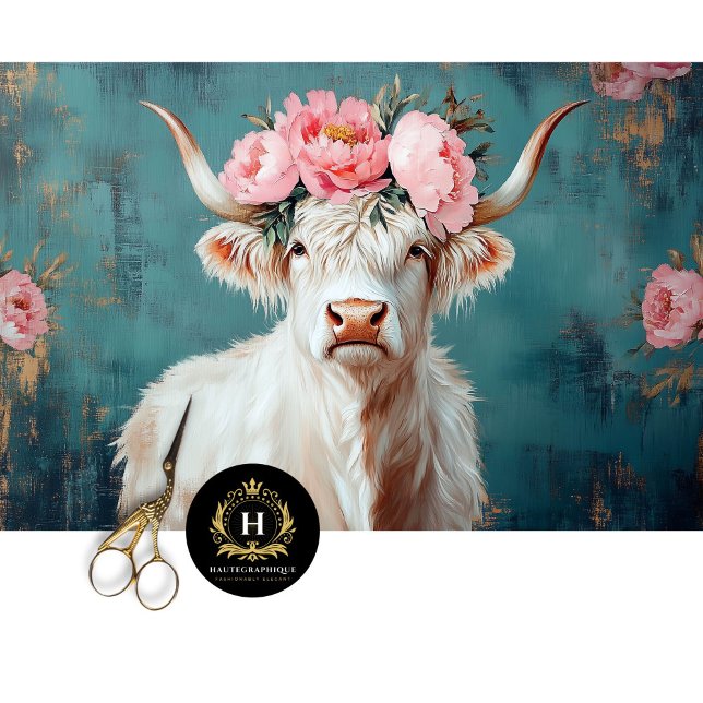 Highland Cow Rustic Boho Farmhouse Decoupage Tissue Paper (Creator Uploaded)
